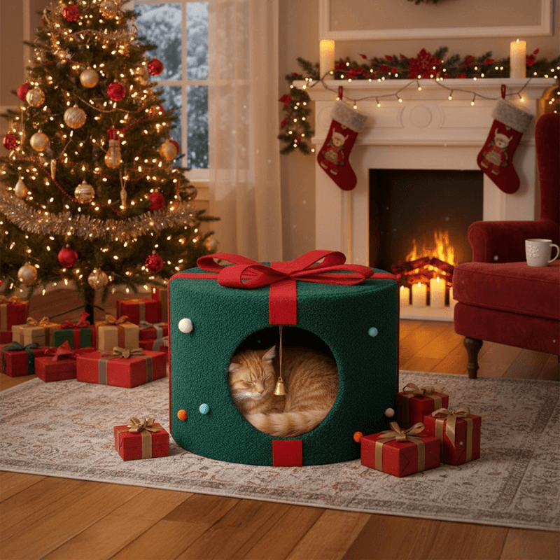 Roveroo™ Christmas Present Cosy Cat Bed