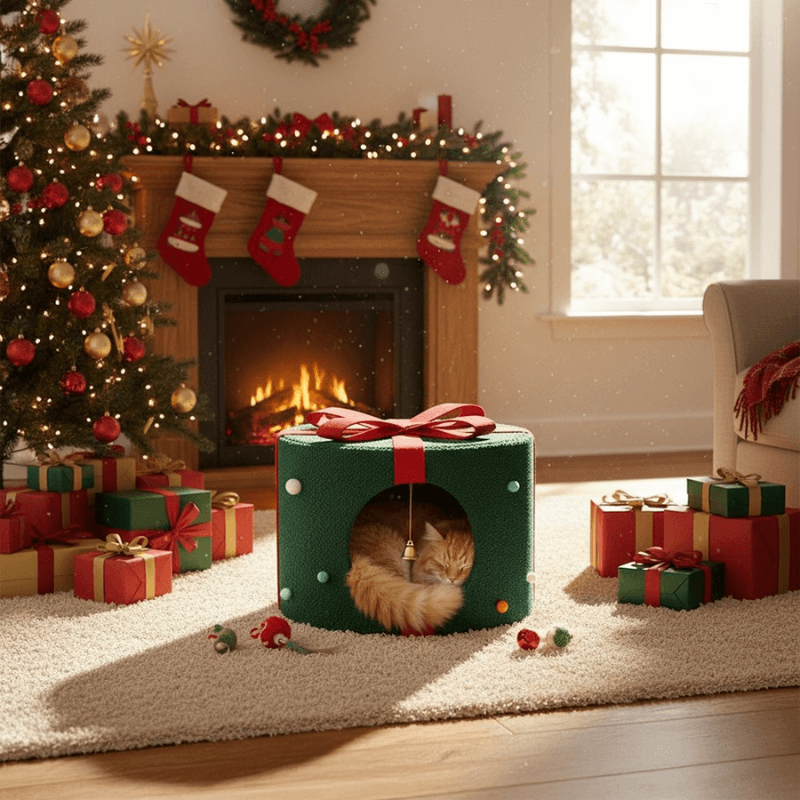 Roveroo™ Christmas Present Cosy Cat Bed