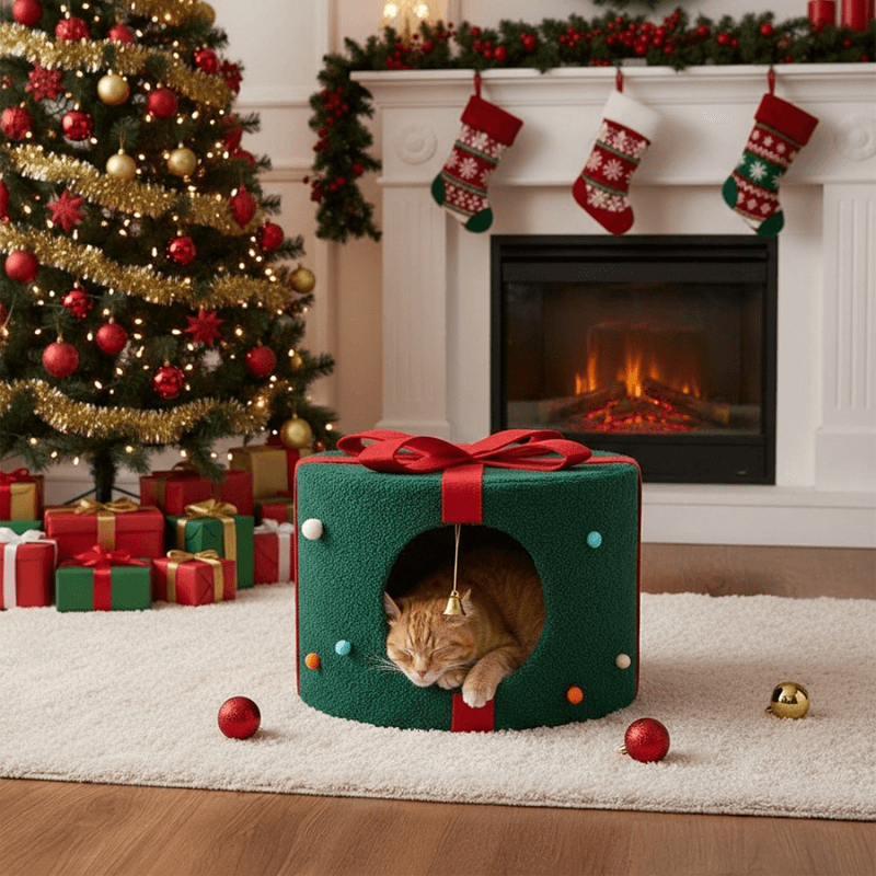 Roveroo™ Christmas Present Cosy Cat Bed